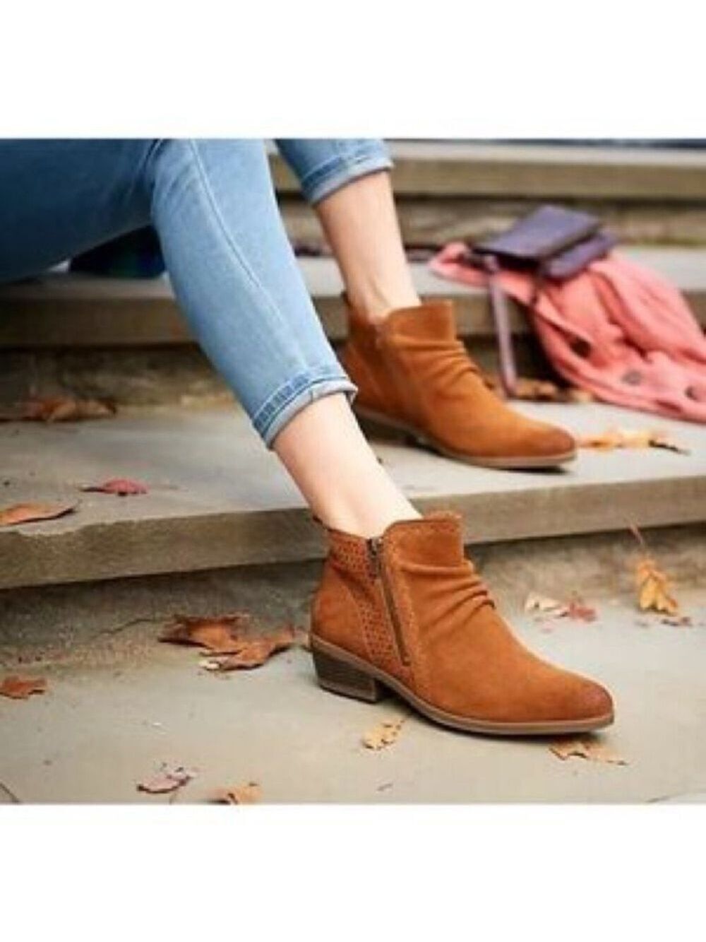 Earth Orgins Rich Brown Suede Ankle Booties Sz 9